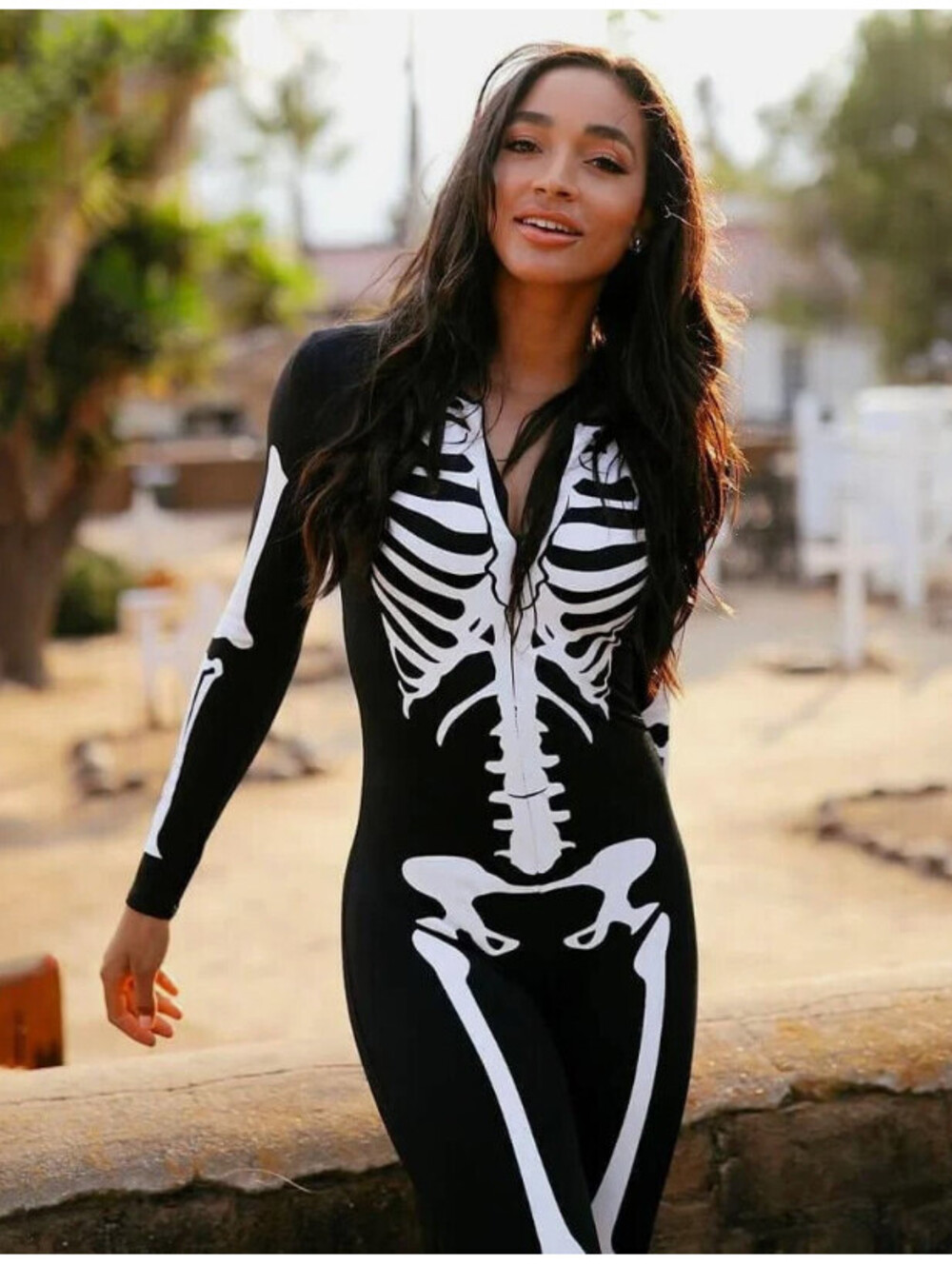Tipsy Elves Skeleton Bodysuit Women's XS Halloween Costume Full Body Zip